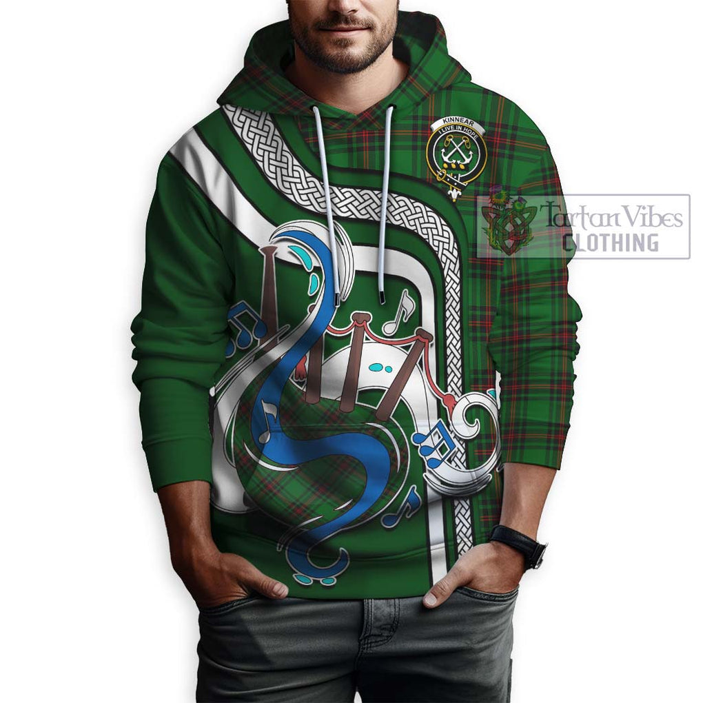 Kinnear Tartan Hoodie with Epic Bagpipe Style Zip Hoodie - Tartanvibesclothing Shop