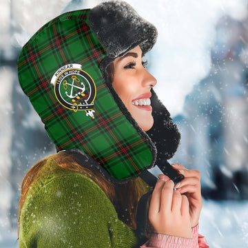 Kinnear Tartan Winter Trapper Hat with Family Crest