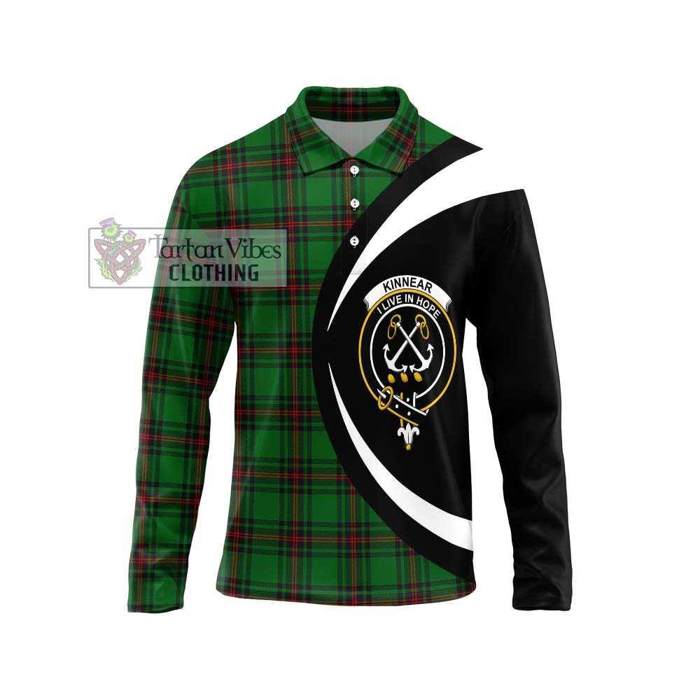 Kinnear Tartan Long Sleeve Polo Shirt with Family Crest Circle Style Unisex - Tartan Vibes Clothing