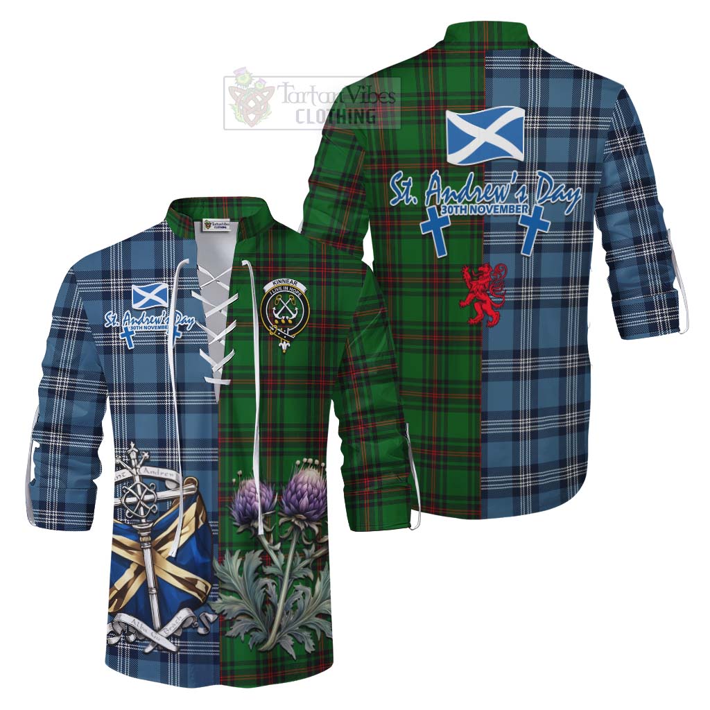 Tartan Vibes Clothing Kinnear Tartan Ghillie Kilt Shirt Happy St. Andrew's Day Half Tartan Style