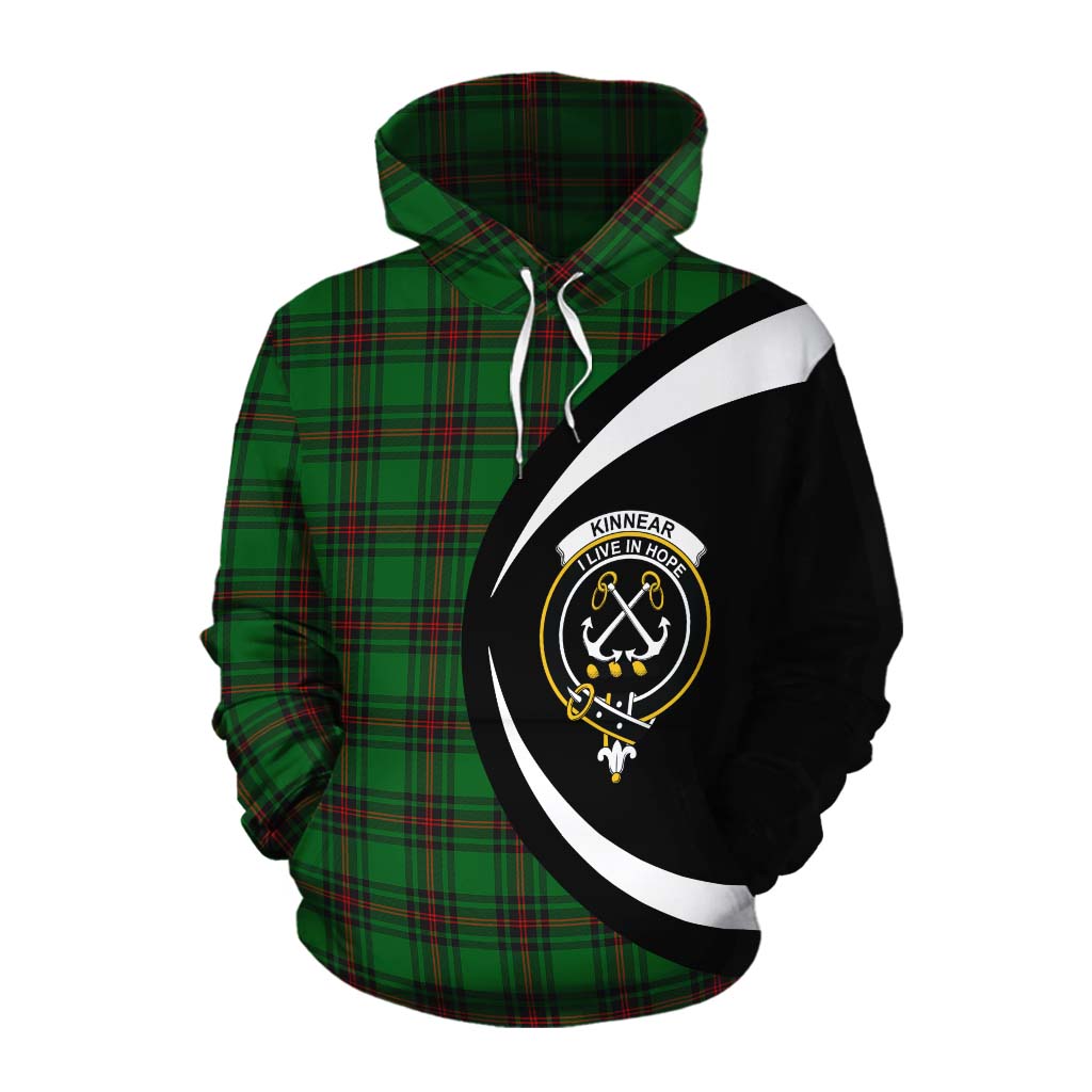 Tartan Vibes Clothing Kinnear Tartan Cotton Hoodie with Family Crest Circle Style