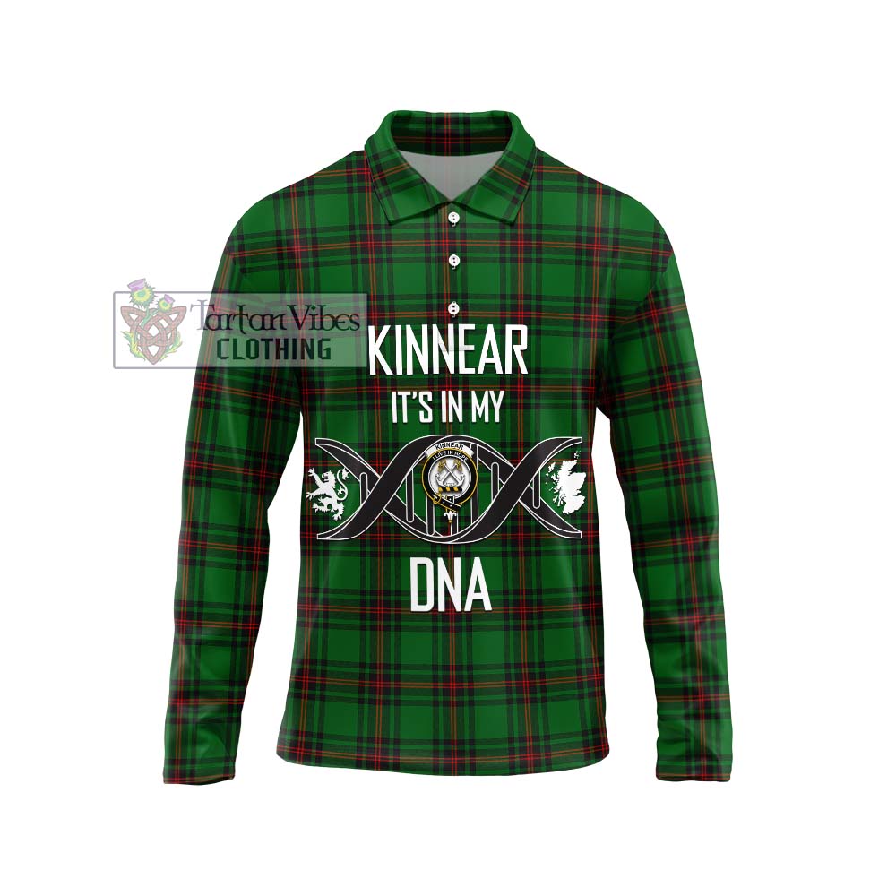 Kinnear Tartan Long Sleeve Polo Shirt with Family Crest DNA In Me Style Unisex - Tartanvibesclothing Shop