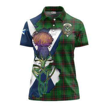 Kinnear Tartan Family Crest Women's Polo Shirt Scottish Thistle Celtic Inspired Women - Tartan Vibes Clothing