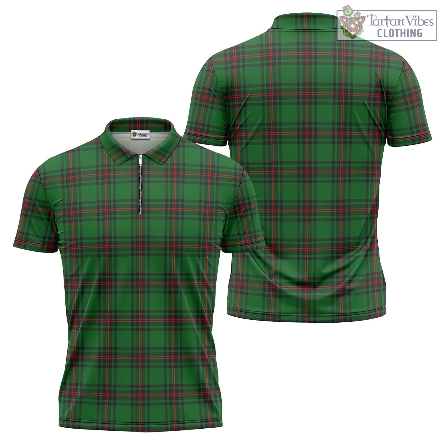 Tartan Vibes Clothing Kinnear Tartan Zipper Polo Shirt