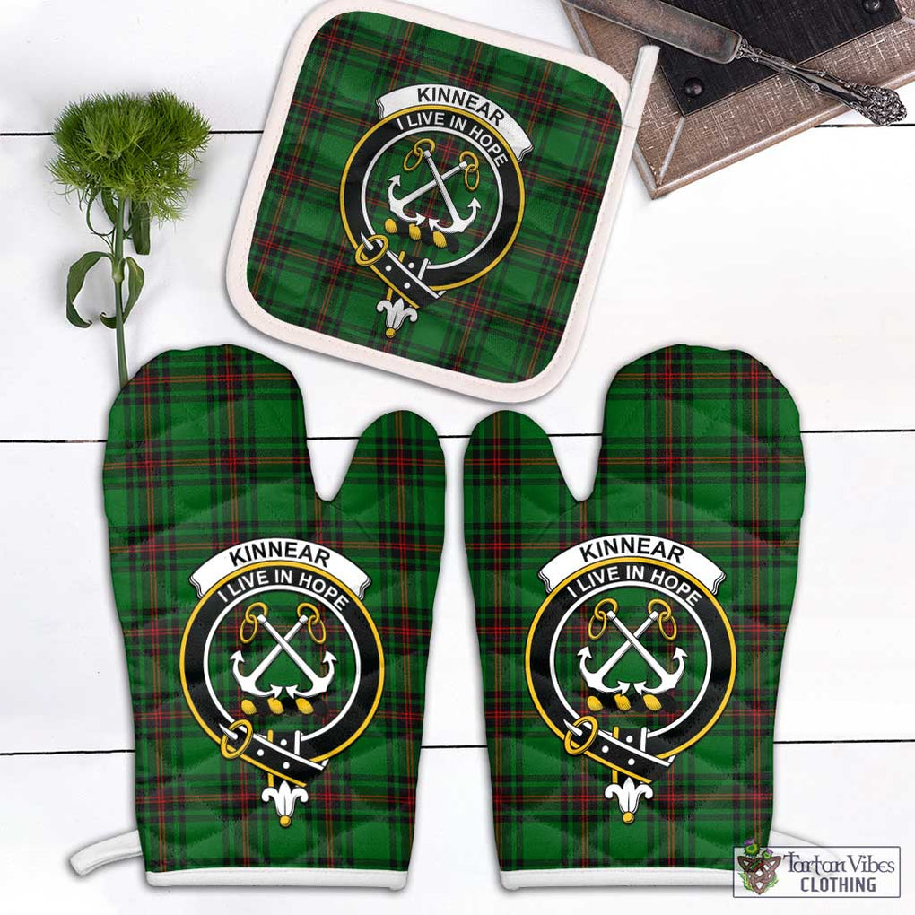 Kinnear Tartan Combo Oven Mitt & Pot-Holder with Family Crest White - Tartan Vibes Clothing