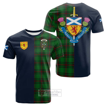 Kinnear Tartan Cotton T-shirt Alba with Scottish Lion Royal Arm Half Style