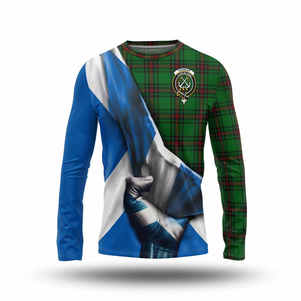 Tartan Vibes Clothing Kinnear Tartan Long Sleeve T-Shirt with Family Crest Scotland Patriotic Style