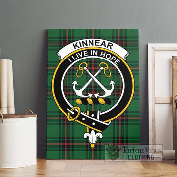 Kinnear Tartan Canvas Print Wall Art with Family Crest