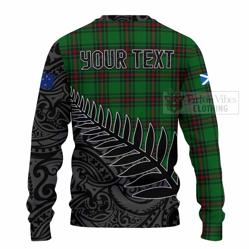 Tartan Vibes Clothing Kinnear Crest Tartan Knitted Sweater with New Zealand Silver Fern Half Style