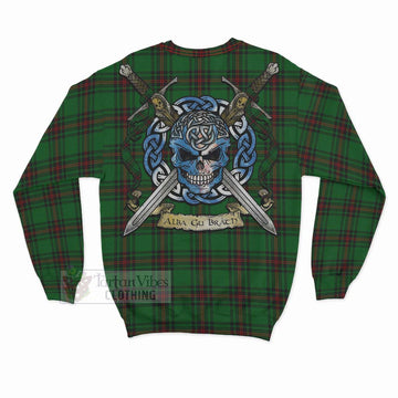 Kinnear Tartan Sweatshirt with Family Crest Celtic Skull Style