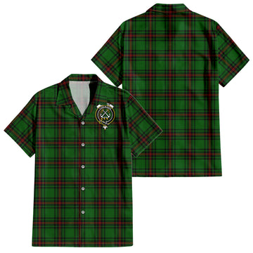 Kinnear Tartan Short Sleeve Button Down Shirt with Family Crest