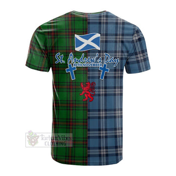 Kinnear Tartan Cotton T-shirt Happy St. Andrew's Day Half Tartan Style