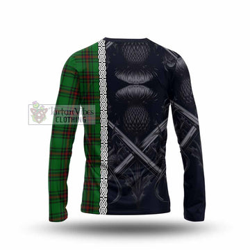 Kinnear Tartan Long Sleeve T-Shirt with Family Crest Cross Sword Thistle Celtic Vibes