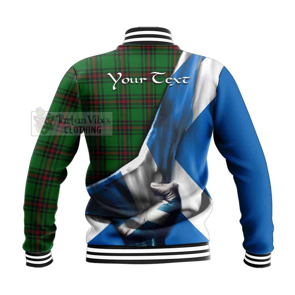 Tartan Vibes Clothing Kinnear Tartan Baseball Jacket with Family Crest Scotland Patriotic Style