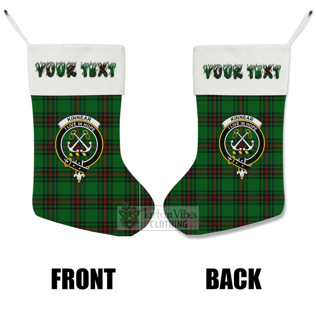 Tartan Vibes Clothing Kinnear Tartan Family Crest Christmas Stocking with Personalized Text