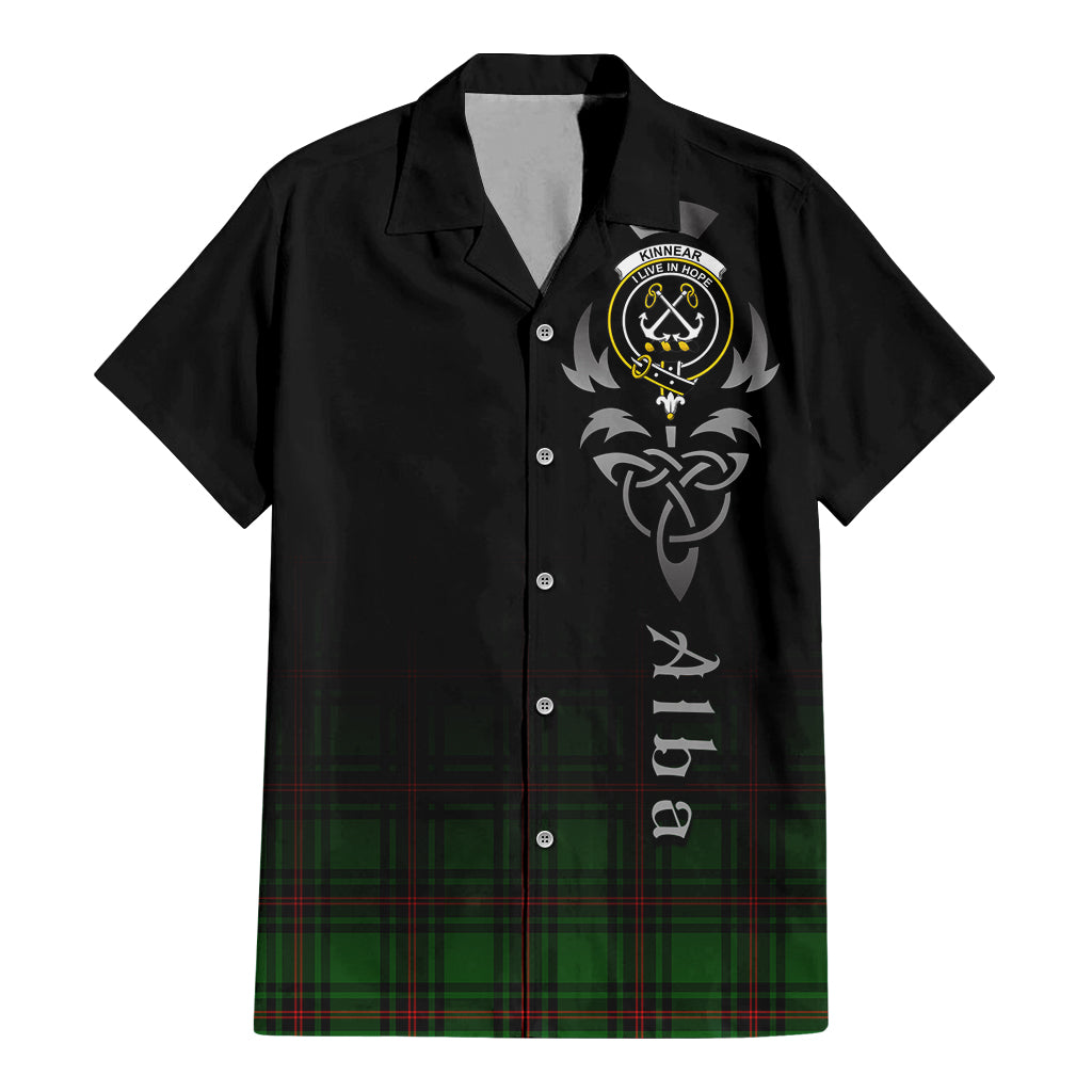 Tartan Vibes Clothing Kinnear Tartan Short Sleeve Button Up Featuring Alba Gu Brath Family Crest Celtic Inspired