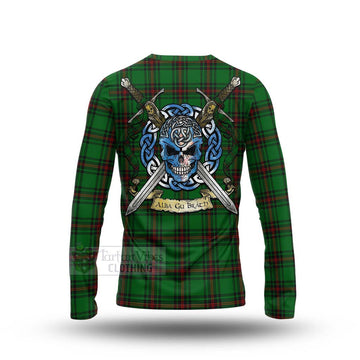 Kinnear Tartan Long Sleeve T-Shirt with Family Crest Celtic Skull Style