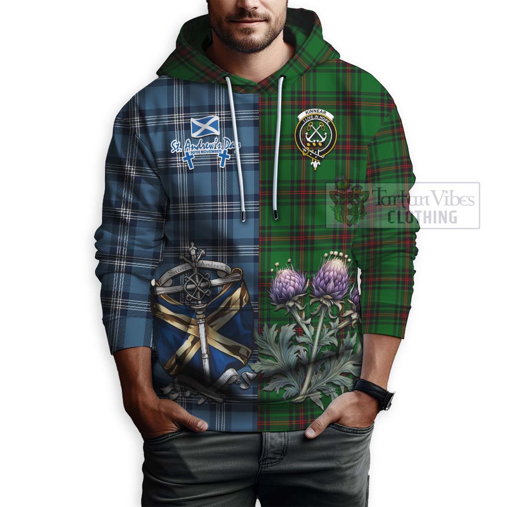 Tartan Vibes Clothing Kinnear Tartan Hoodie Happy St. Andrew's Day Half Tartan Style