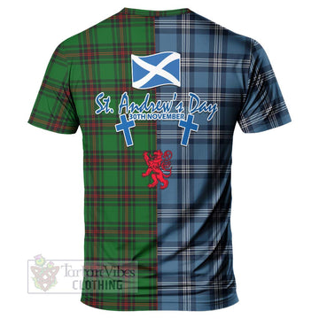 Kinnear Tartan T-Shirt Happy St. Andrew's Day Half Tartan Style