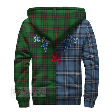 Kinnear Tartan Sherpa Hoodie Happy St. Andrew's Day Half Tartan Style