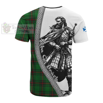 Kinnear Tartan Clan Crest Cotton T-shirt with Highlander Warrior Celtic Style