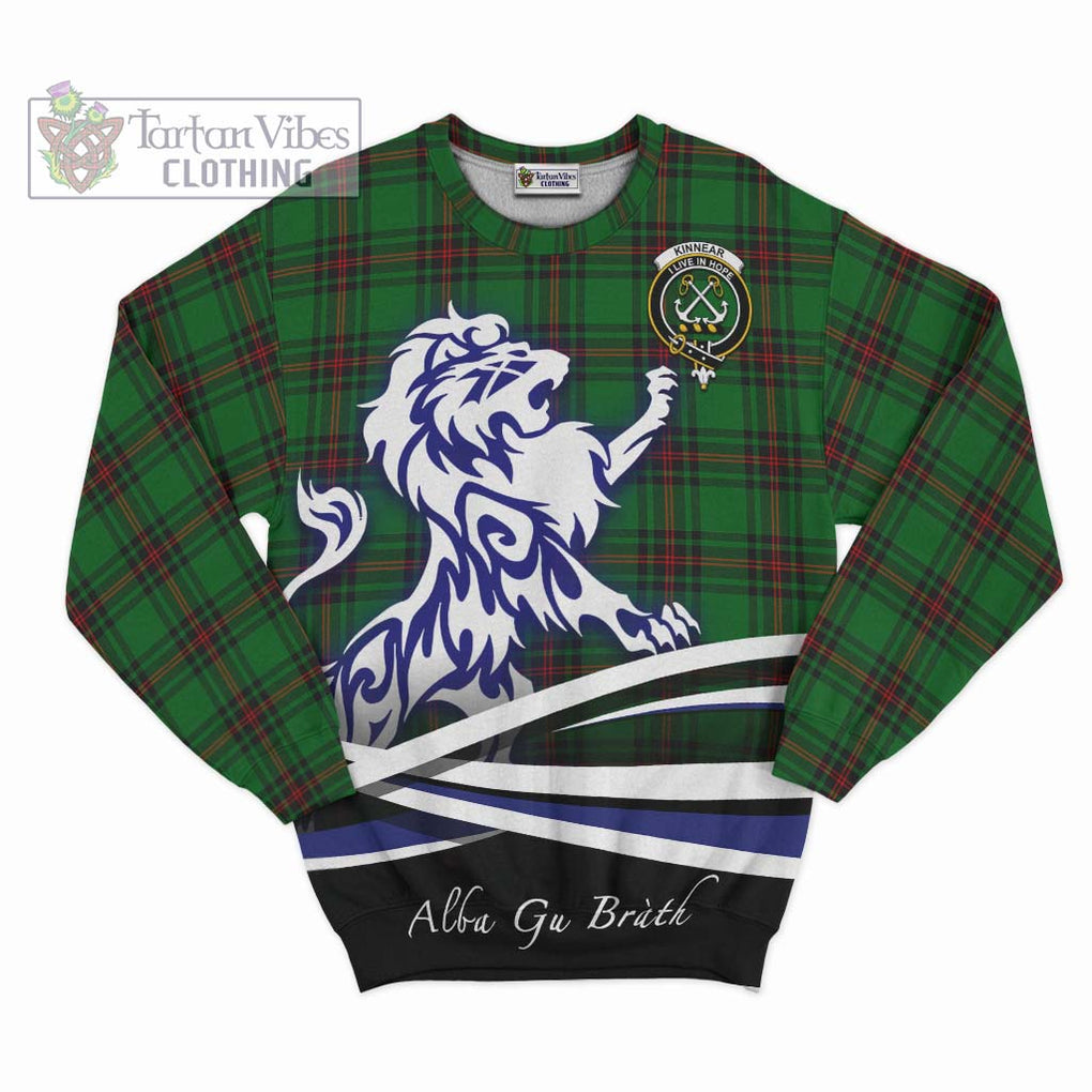 Kinnear Tartan Sweatshirt with Alba Gu Brath Regal Lion Emblem - Tartanvibesclothing Shop