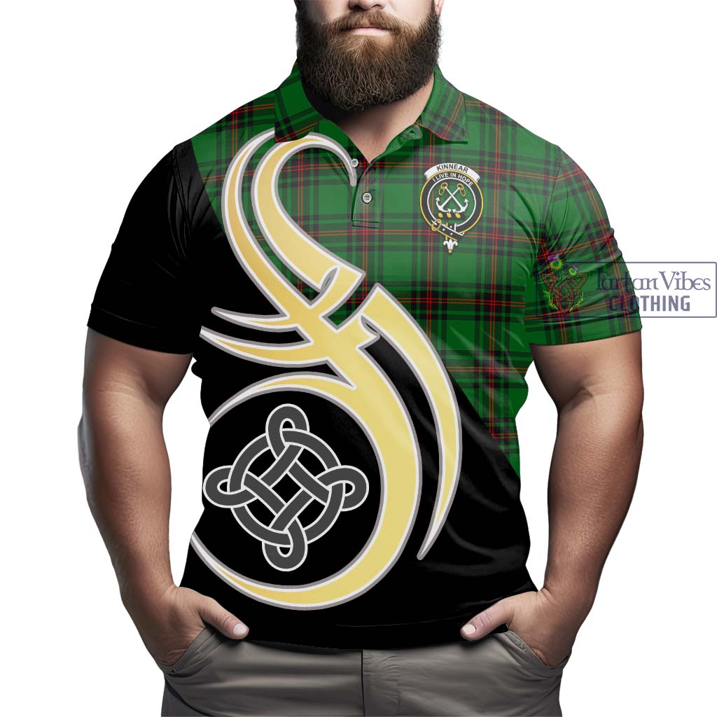 Kinnear Tartan Polo Shirt with Family Crest and Celtic Symbol Style - Tartan Vibes Clothing