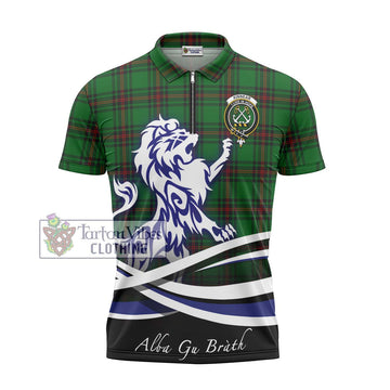 Kinnear Tartan Zipper Polo Shirt with Alba Gu Brath Regal Lion Emblem