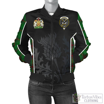 Kinnear Tartan Bomber Jacket with Family Crest and Scottish Thistle Vibes Sport Style