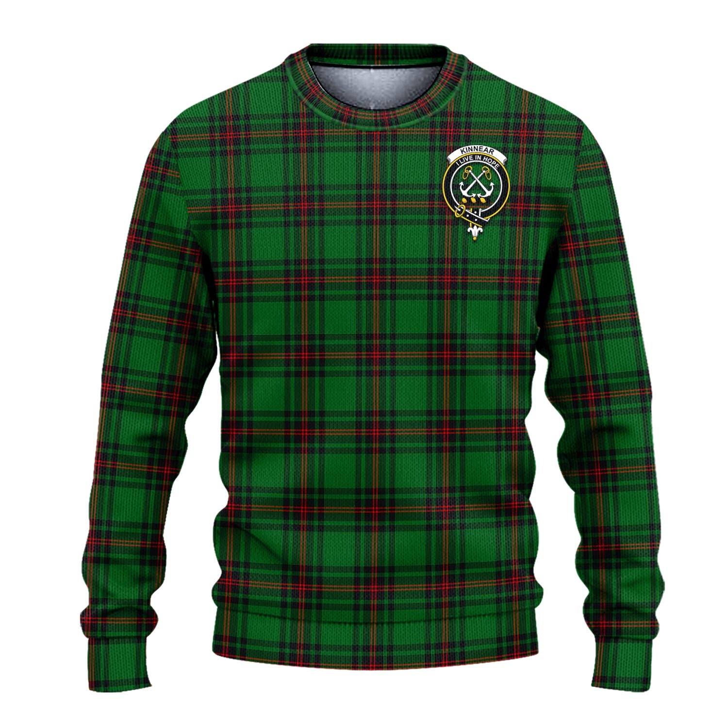 Kinnear Tartan Knitted Sweater with Family Crest - Tartanvibesclothing