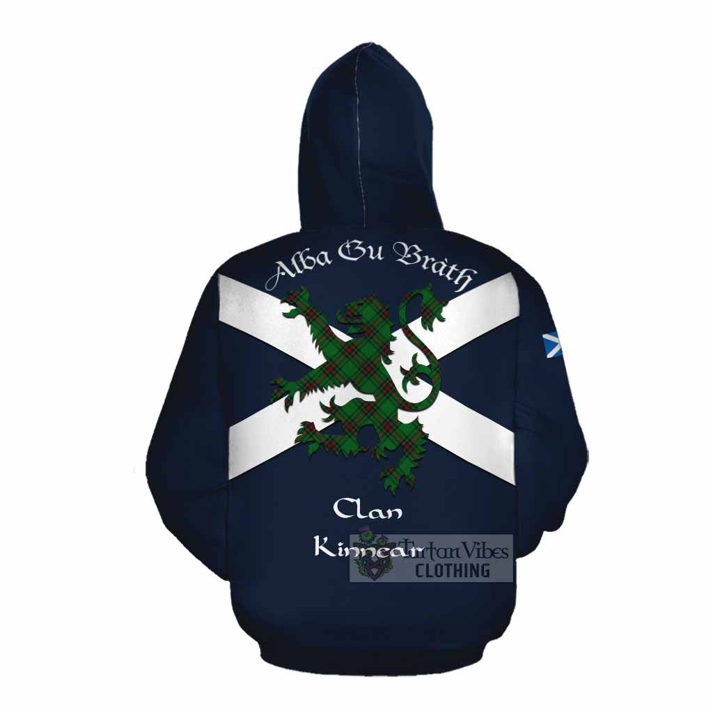 Tartan Vibes Clothing Kinnear Tartan Lion Rampant Cotton Hoodie Proudly Display Your Heritage with Alba Gu Brath and Clan Name