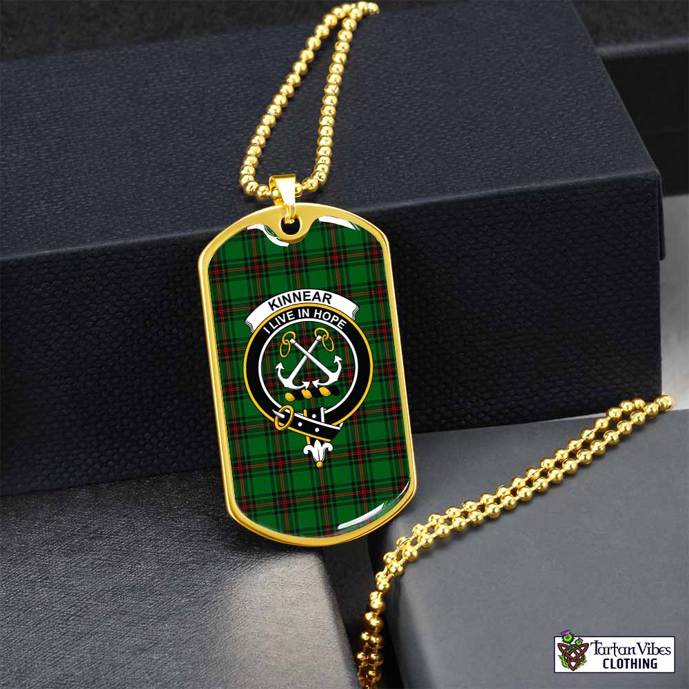 Tartan Vibes Clothing Kinnear Tartan Dog Tag Necklace with Family Crest