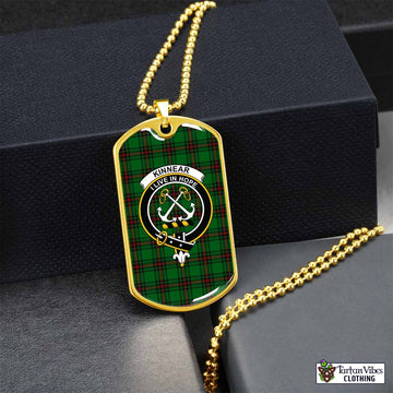 Kinnear Tartan Dog Tag Necklace with Family Crest