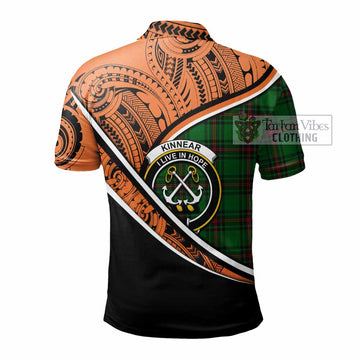 Kinnear Crest Tartan Polo Shirt with Polynesian Vibes Style - Orange Version