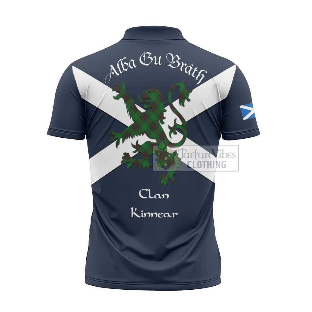 Tartan Vibes Clothing Kinnear Tartan Lion Rampant Zipper Polo Shirt – Proudly Display Your Heritage with Alba Gu Brath and Clan Name