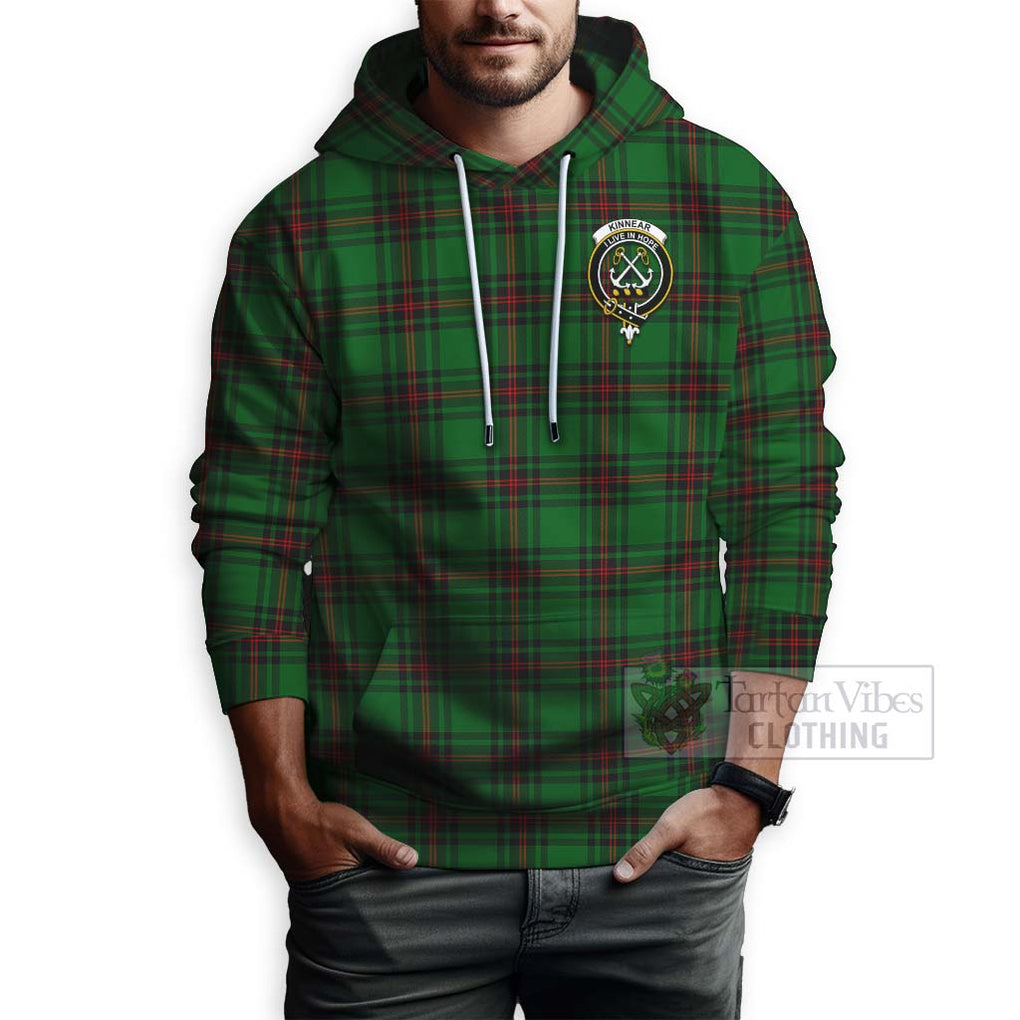 Tartan Vibes Clothing Kinnear Tartan Hoodie with Family Crest and Bearded Skull Holding Bottles of Whiskey