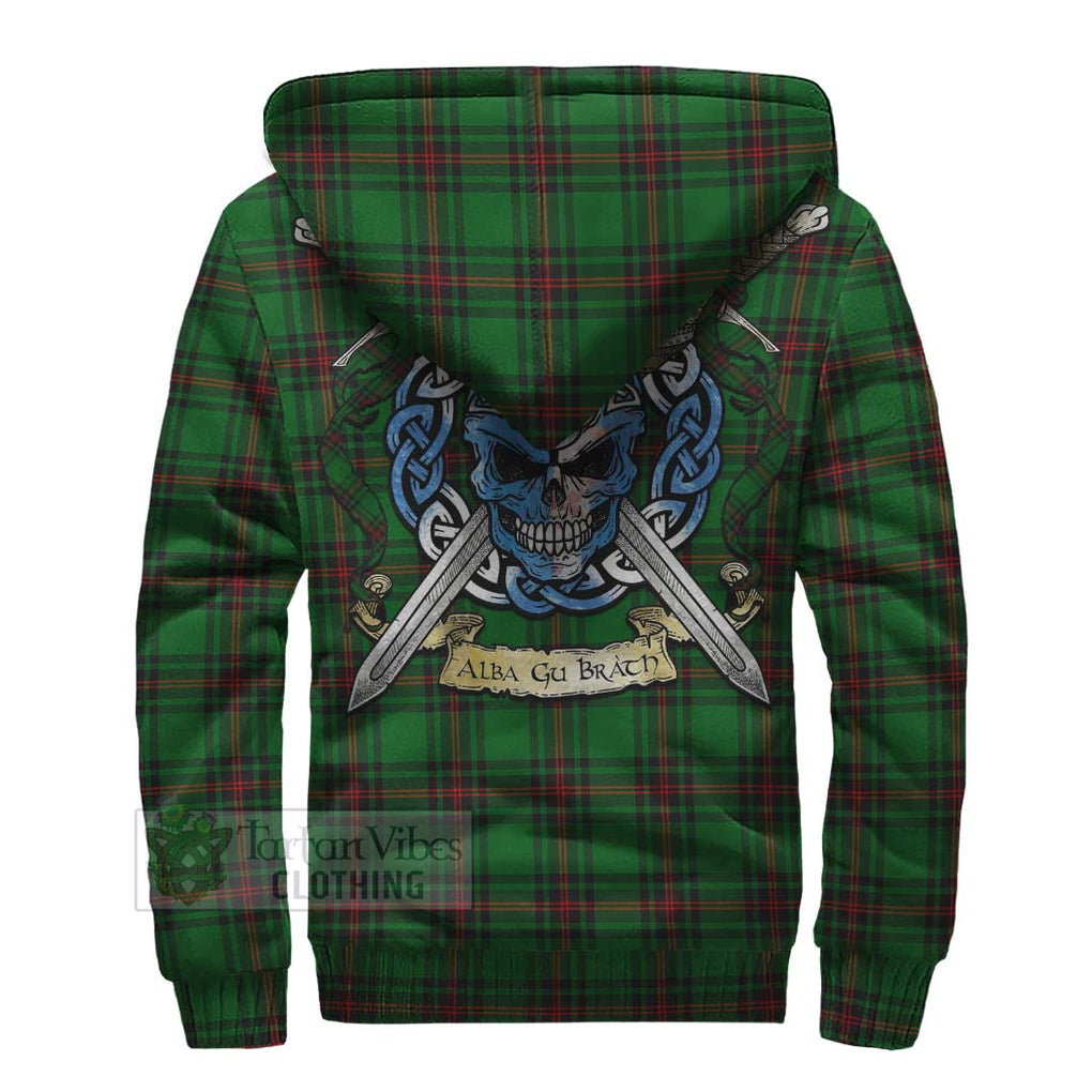 Tartan Vibes Clothing Kinnear Tartan Sherpa Hoodie with Family Crest Celtic Skull Style