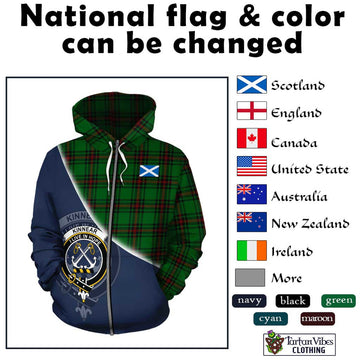 Kinnear Tartan Hoodie with Personalised National Flag and Family Crest Half Style