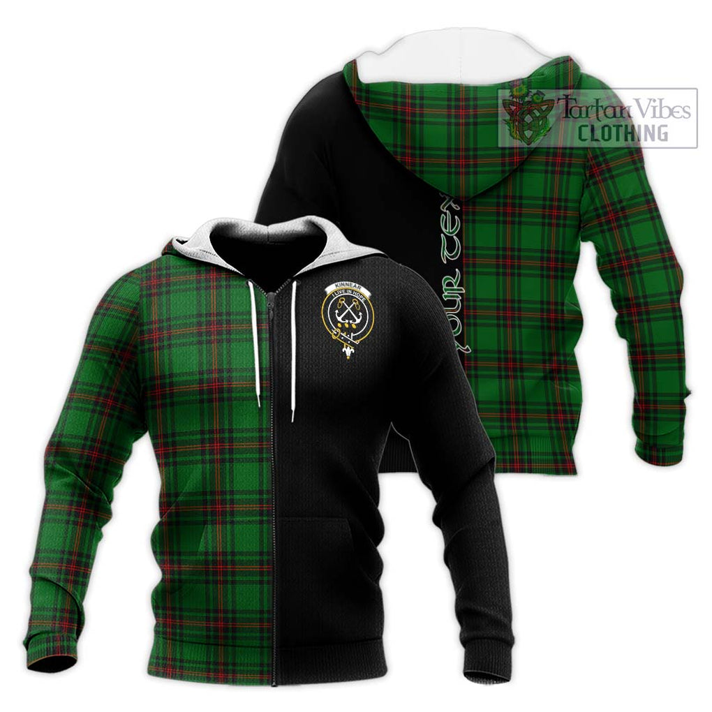 Kinnear Tartan Knitted Hoodie with Family Crest and Half Of Me Style Unisex Knitted Zip Hoodie - Tartanvibesclothing Shop