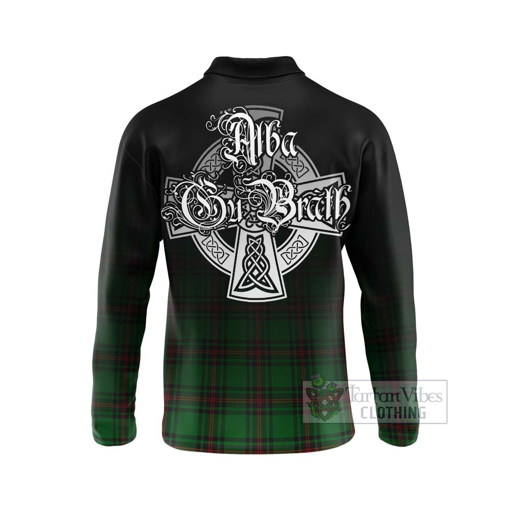 Tartan Vibes Clothing Kinnear Tartan Long Sleeve Polo Shirt Featuring Alba Gu Brath Family Crest Celtic Inspired