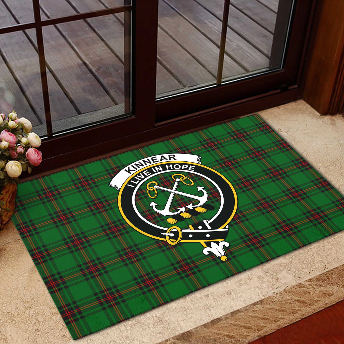 Kinnear Tartan Rubber Doormat with Family Crest - Tartan Vibes Clothing