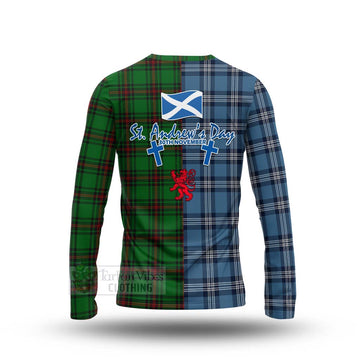 Kinnear Tartan Long Sleeve T-Shirt Happy St. Andrew's Day Half Tartan Style