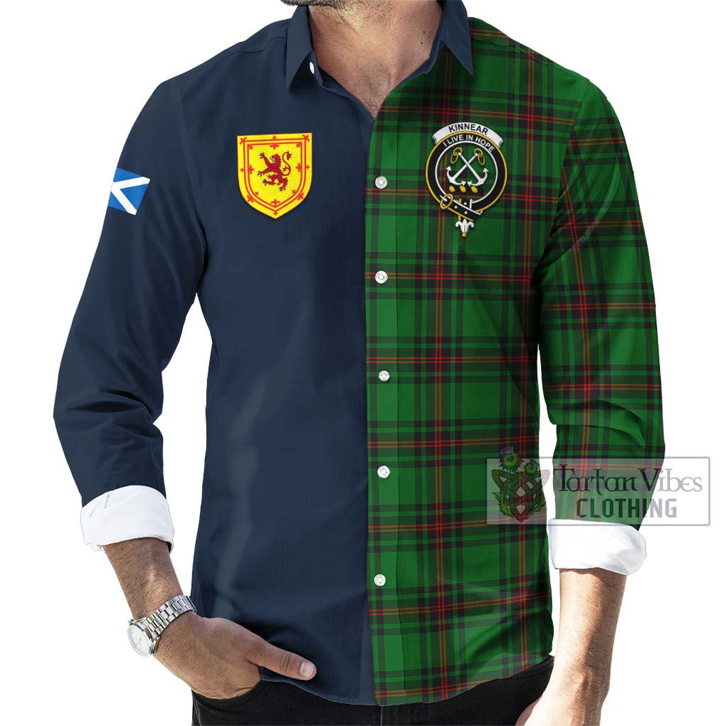 Kinnear Tartan Long Sleeve Button Shirt Alba with Scottish Lion Royal Arm Half Style Men's Shirt - Tartan Vibes Clothing