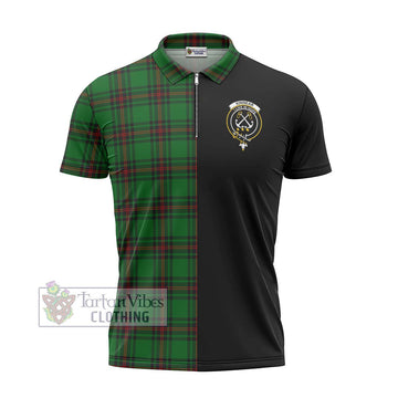 Kinnear Tartan Zipper Polo Shirt with Family Crest and Half Of Me Style