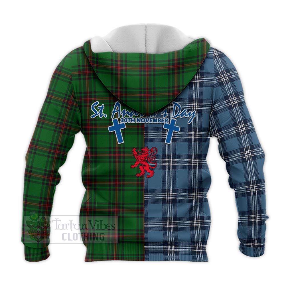 Tartan Vibes Clothing Kinnear Tartan Knitted Hoodie Happy St. Andrew's Day Half Tartan Style