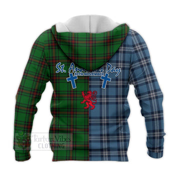 Kinnear Tartan Knitted Hoodie Happy St. Andrew's Day Half Tartan Style