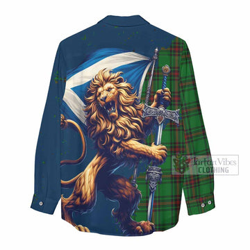 Kinnear Tartan Family Crest Women's Casual Shirt with Scottish Majestic Lion