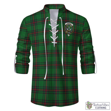 Kinnear Tartan Men's Scottish Traditional Jacobite Ghillie Kilt Shirt with Family Crest