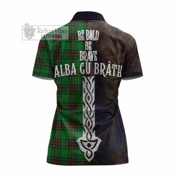 Kinnear Tartan Family Crest Women's Polo Shirt Alba Gu Brath Be Brave Lion Ancient Style - Tartan Vibes Clothing