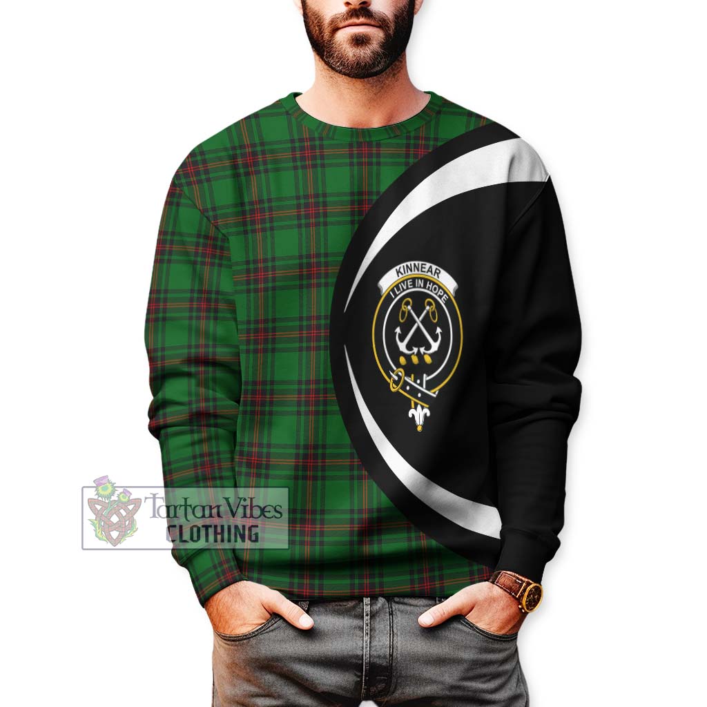 Kinnear Tartan Sweatshirt with Family Crest Circle Style - Tartan Vibes Clothing